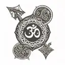 om symbol and axe inspired by parshuram tattoo design idea