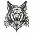 wolf growling eagle feathers  tattoo design idea