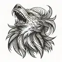 wolf growling eagle feathers  tattoo design idea