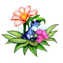 blue frog with bright spots tattoo design idea
