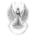 guardian angel waiting at bottom of stairs to heaven gates tattoo design idea