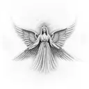 guardian angel waiting at bottom of stairs to heaven gates tattoo design idea