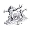 statue with outstretched arms tattoo design idea