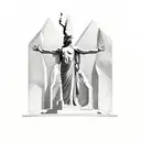 statue with outstretched arms tattoo design idea