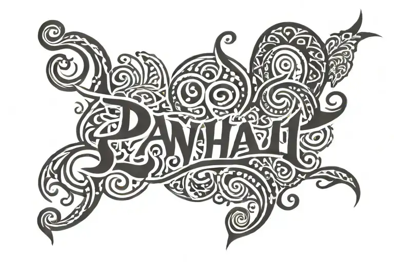 Combination of two names Panah and Panah in Farsi written tattoo design idea