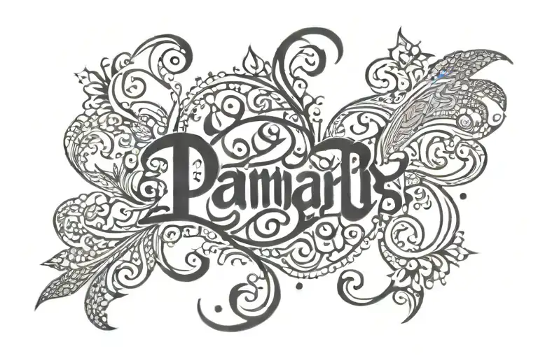 Combination of two names Pendar and Panah in Farsi names intertwined tattoo design idea