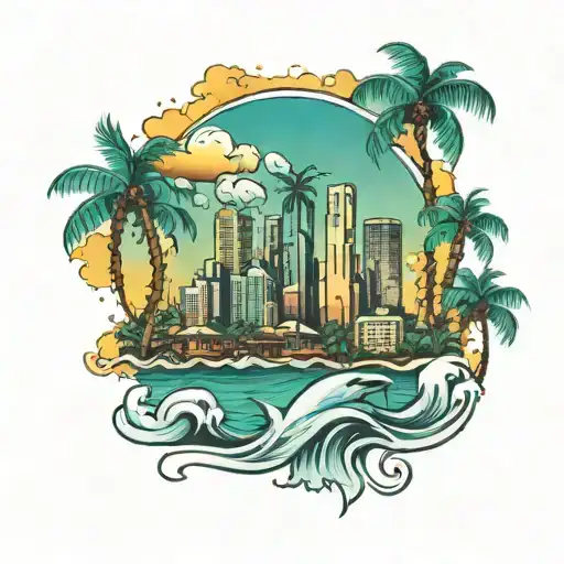 miami skyline inside tattoo design idea