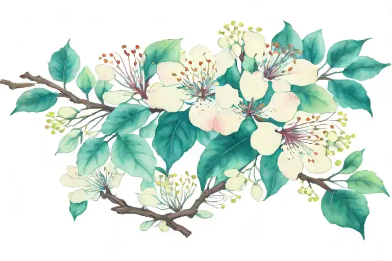 royal poinciana and cherry blossom branch tattoo design idea