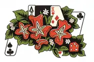 red star, clover, dice, playing cards tattoo design idea
