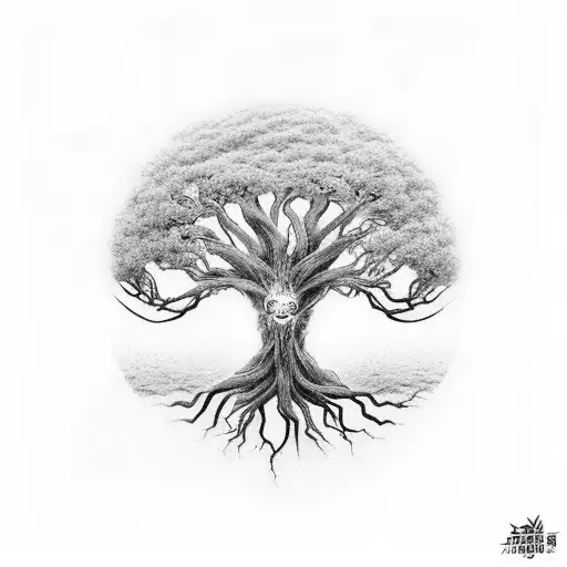 Tree of life with anime elements tattoo design idea