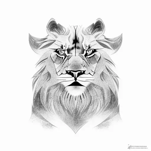 A black and grey portrait of Joseph Stalin with a lion mane tattoo design idea