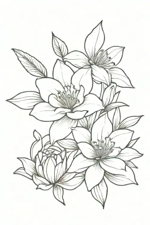 Lily  daisy rose tattoo design idea