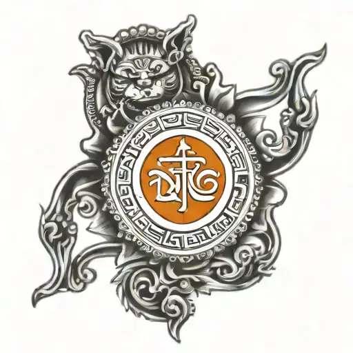 A name spelling is a Dishant Make a tattoo With Hindu flag  tattoo design idea