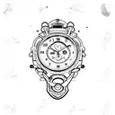 watch with dead child tattoo design idea