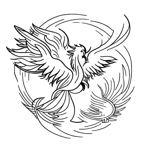 A minimalist tattoo of a phoenix rising from a watercolor globe, signifying the client's passion for travel and the desire for personal growth tattoo design idea