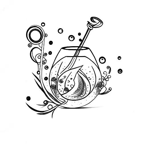 Cocktail glass tattoo design idea