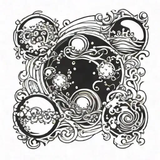 soap bubbles wave merging reflection religious tattoo design idea