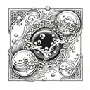 soap bubbles wave merging reflection religious tattoo design idea