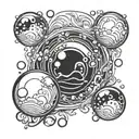 soap bubbles wave merging reflection religious tattoo design idea