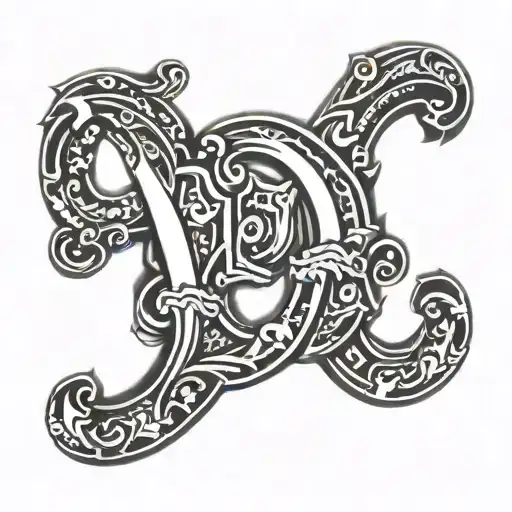 Chicano style letter D tattoo design idea