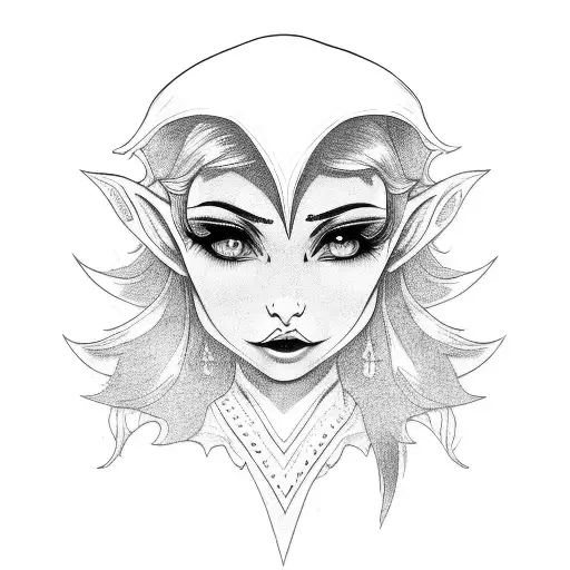 elf girl gothic tattoo design idea