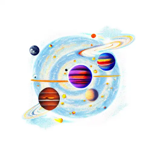 planets of the solar system in a row tattoo design idea