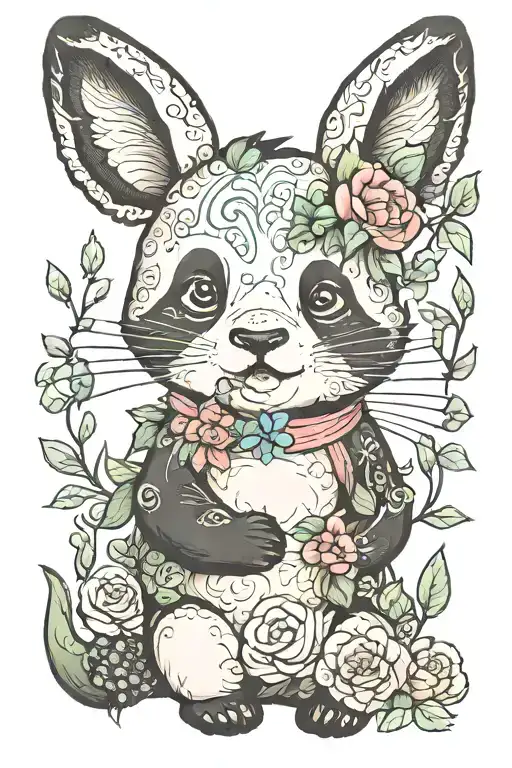 panda and bunny rabbit tattoo design idea