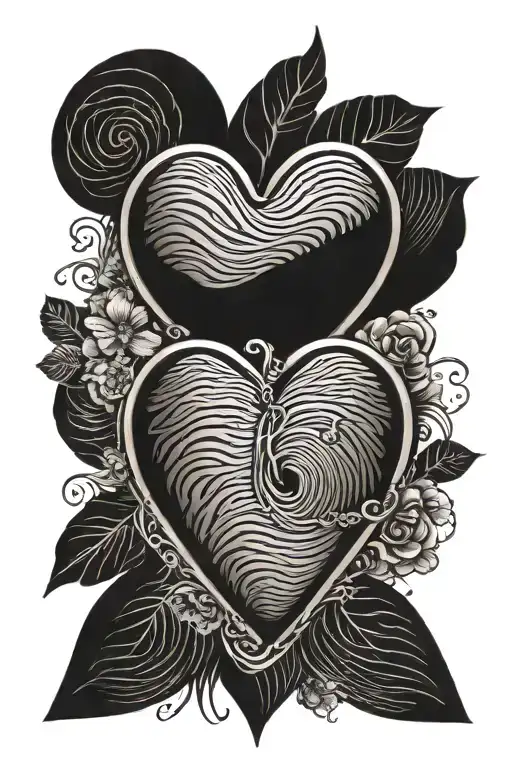 fingerprint heart shaped locket tattoo design idea
