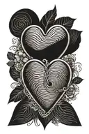 fingerprint heart shaped locket tattoo design idea