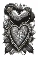 fingerprint heart shaped locket tattoo design idea