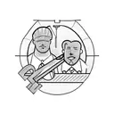 A barbershop scene with a barber pole in the foreground and a basketball hoop in the background tattoo design idea