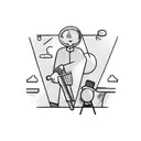 A barbershop scene with a barber pole in the foreground and a basketball hoop in the background tattoo design idea