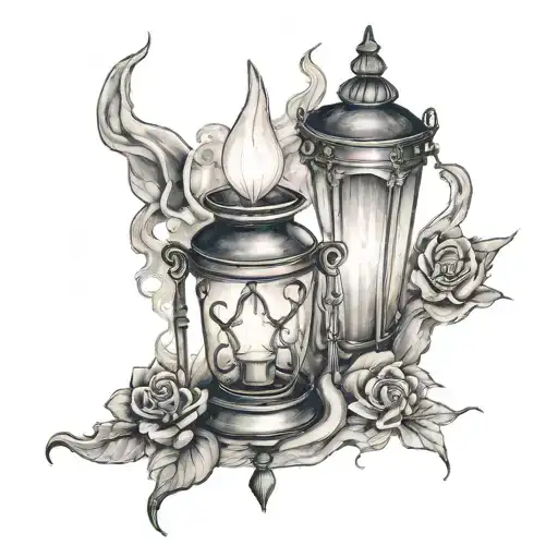 lamp of candle burning at both tattoo design idea