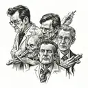 three doctors putting together a corpse tattoo design idea