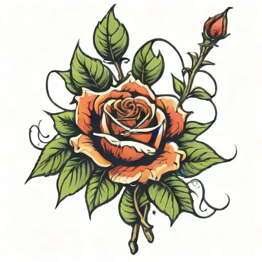 red rose with 05/04/71 in roman numerals  tattoo design idea