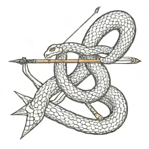 bow and arrow with a snake intertwined  tattoo design idea