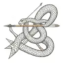 bow and arrow with a snake intertwined  tattoo design idea