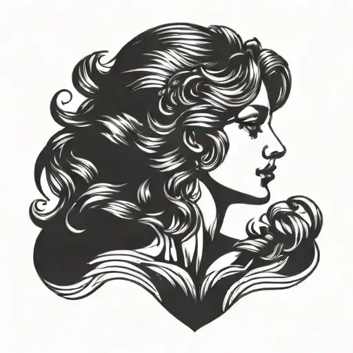 simple just aphrodite brust in  blackwork  tattoo design idea