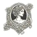 Aphrodite holding a blackwork mirror reflecting her true self tattoo design idea