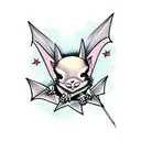 two animal bats wrapped in barbed wire escaping away fron eacthother  tattoo design idea