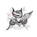 two animal bats wrapped in barbed wire escaping away fron eacthother  tattoo design idea