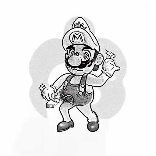 A picture of Mario bros with a poncho and sunglases tattoo design idea