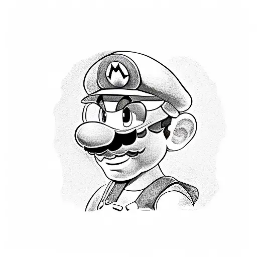A picture of Mario bros with a poncho and sunglases tattoo design idea