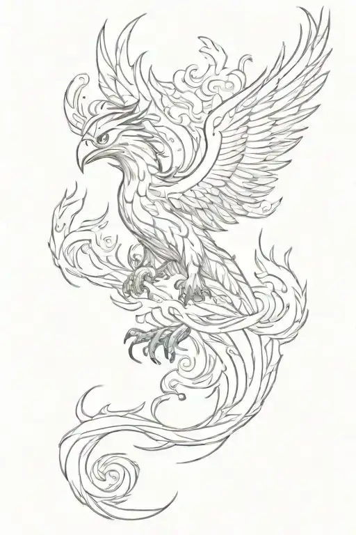 Stitch riding a Phoenix rising from flames tattoo design idea