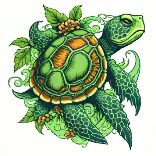 Green turtle, humiliated husband, cuckold, cheating wife, wormwood tattoo design idea