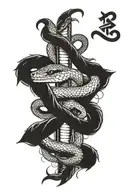 dont tread on me snake wrapped around leg from ankle to calf tattoo design idea