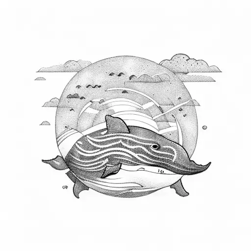 whale and elephant tattoo design idea