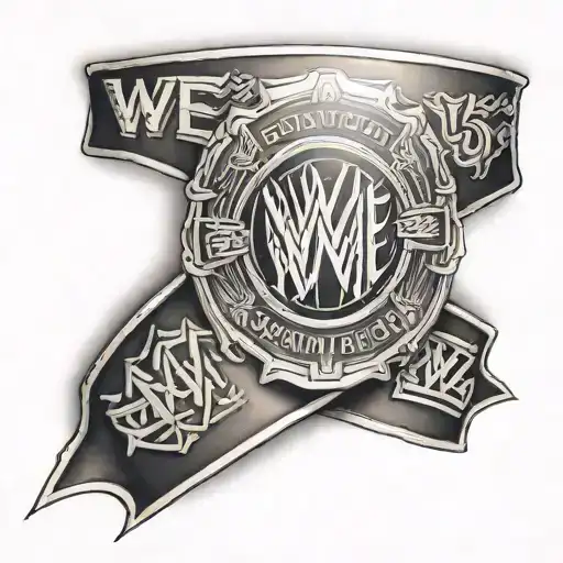 A tattoo design of a WWE championship belt with the names of the client's friends and family engraved on it tattoo design idea