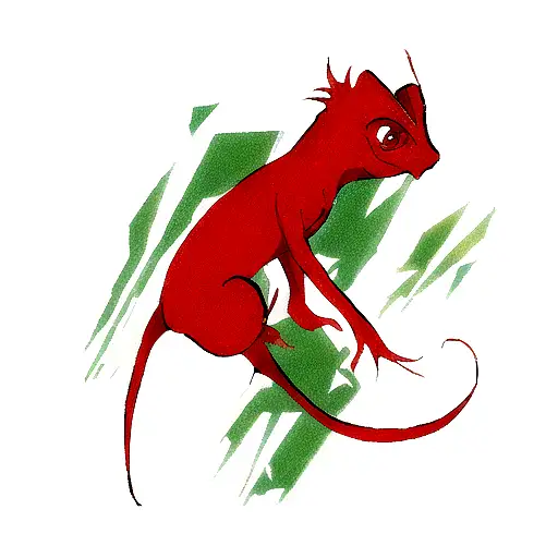 a red chameleon with Akira aesthetic tattoo design idea