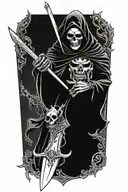 grim reaper knight holding a sword tattoo design idea